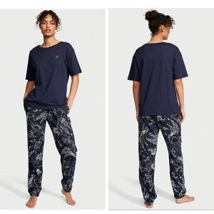 Victoria's Secret Noir Navy Blue Pegasus Pajama Jogger Pants | Size Small